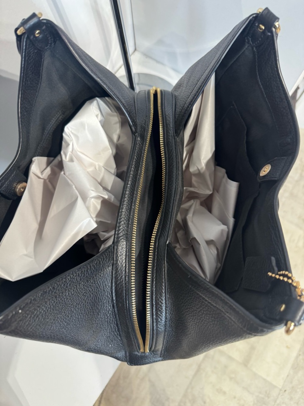 Coach Kristy Black Pebbled Leather Shoulder Bag - Picture 5 of 5